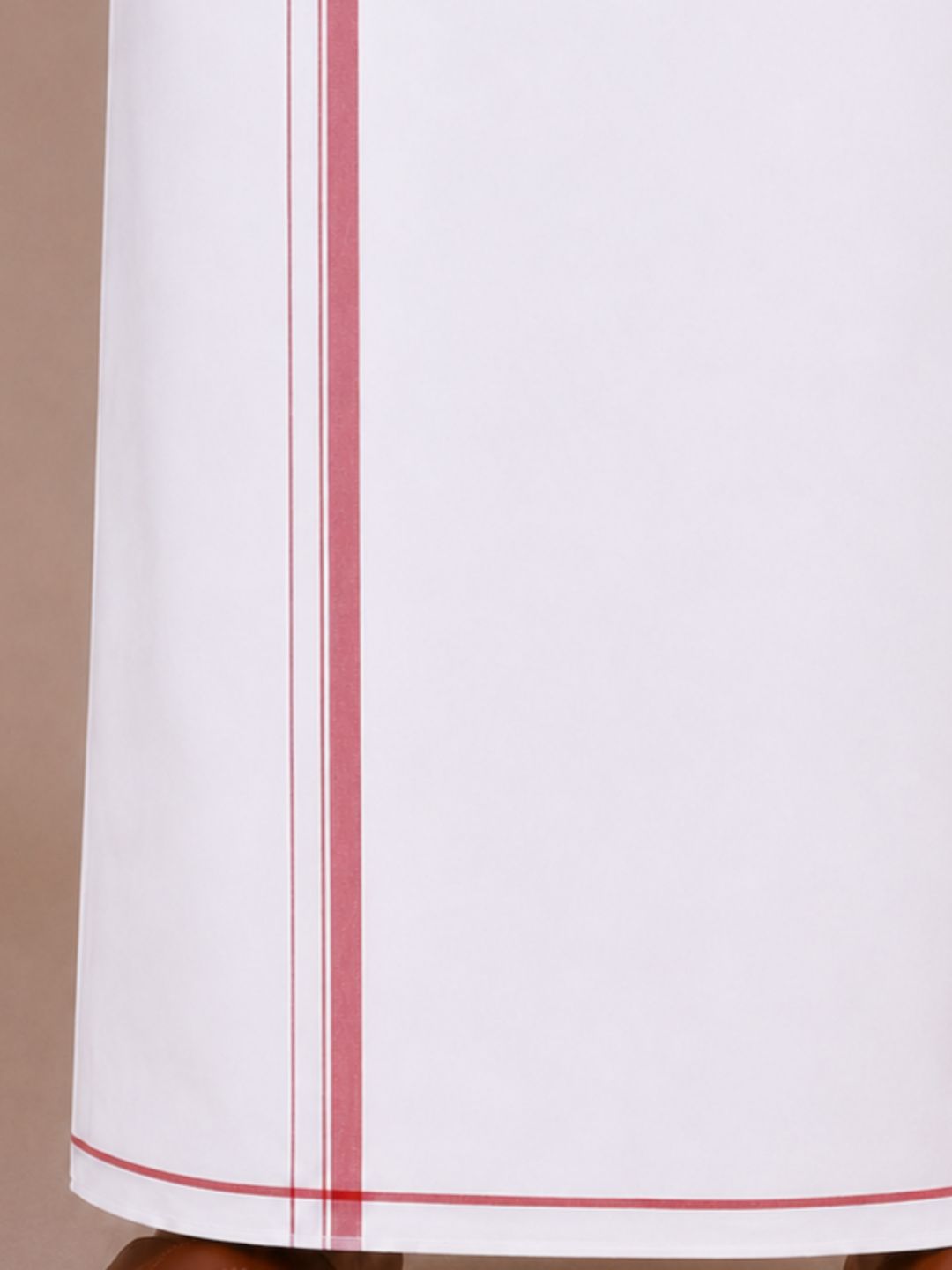 Men 100% Cotton Double Layer White Dhoti with Small Border Wisdom W02