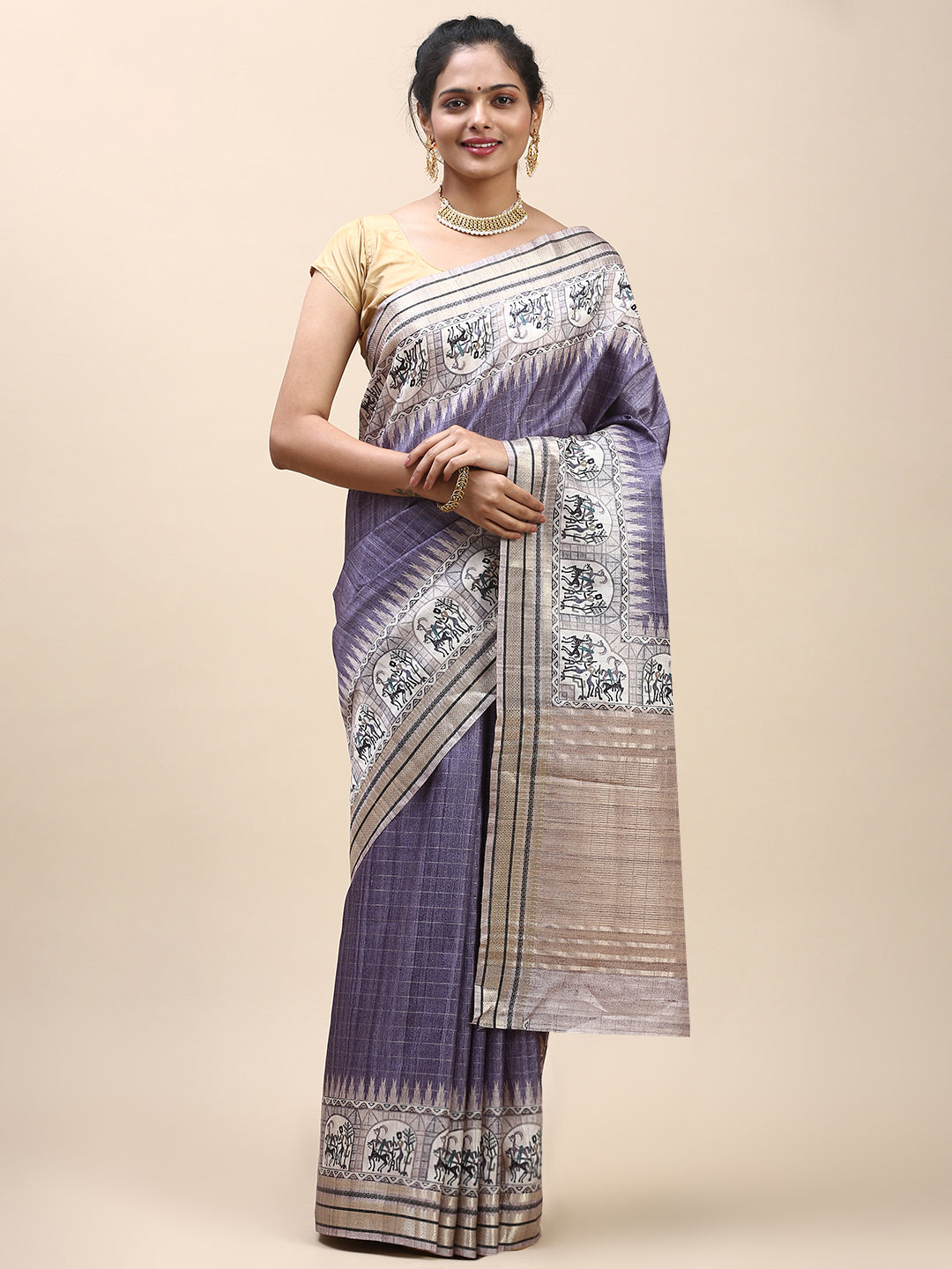 Women Semi Tussar Saree Purple ST192