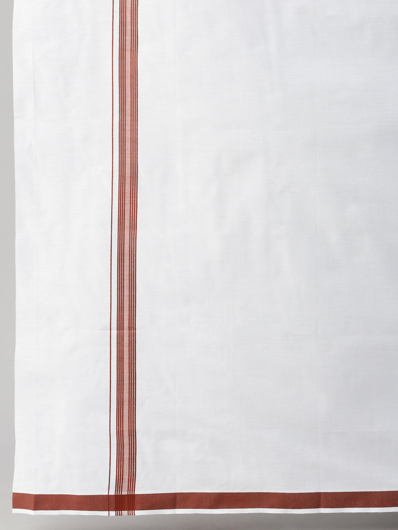 Mens Red Matching Border Dhoti & Half Sleeves Shirt Set Evolution IC5