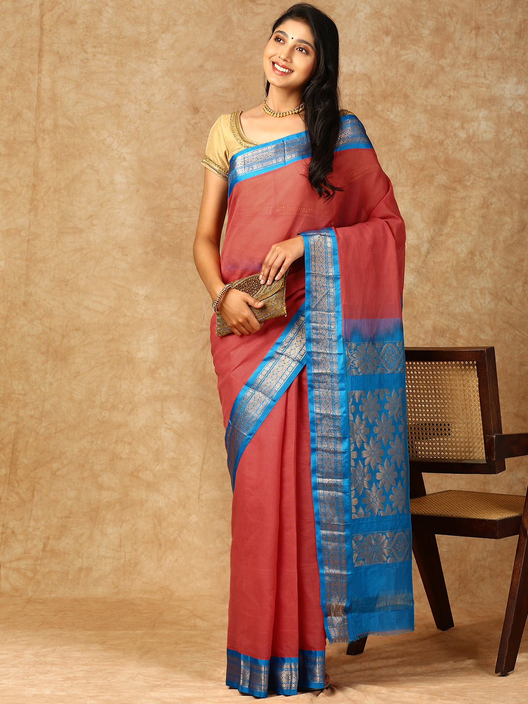 Women Pure Cotton Saree Orange PCS127