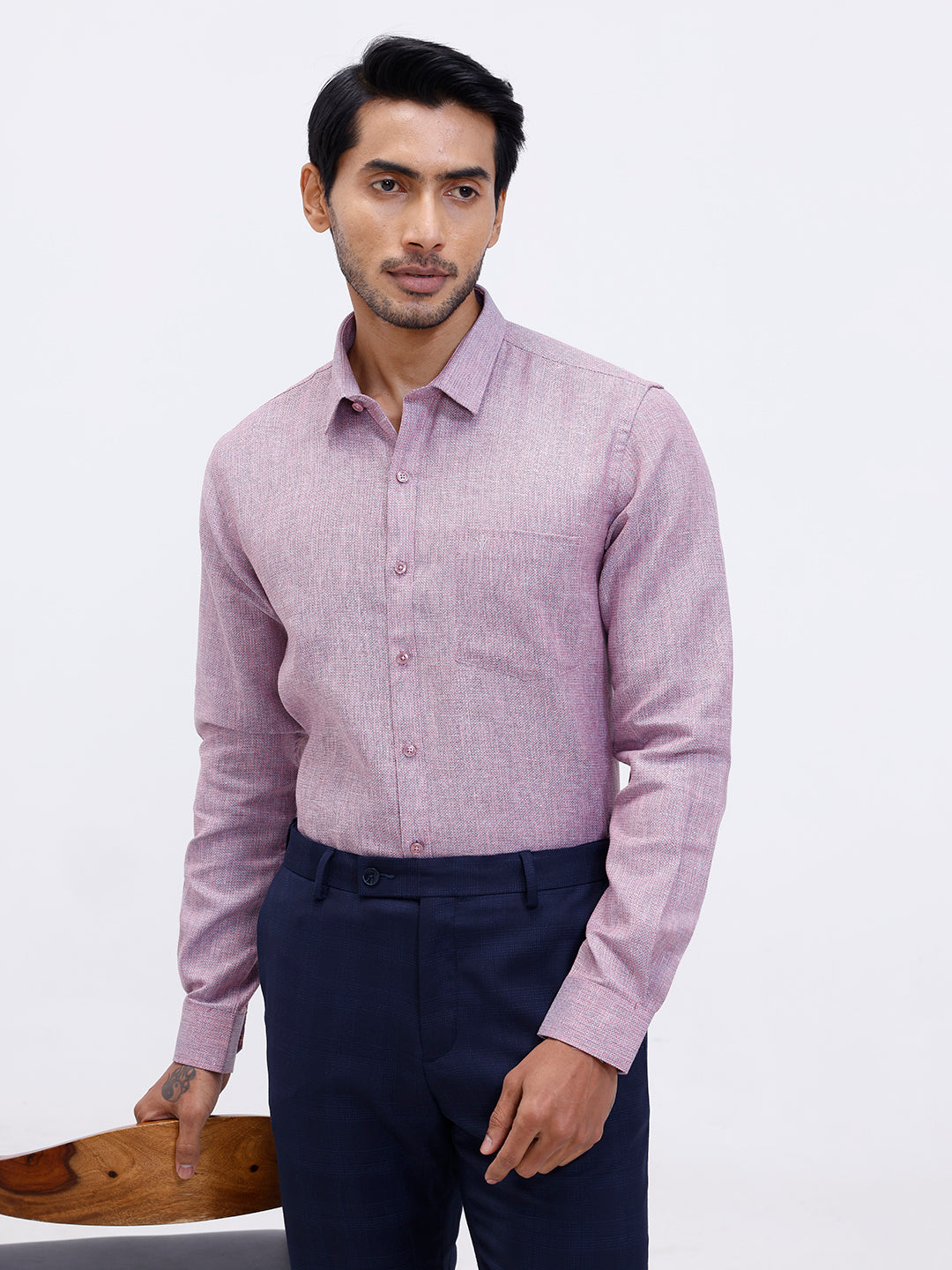 Men Cotton Rich Shirt Purple Green Trendy 12 YL6