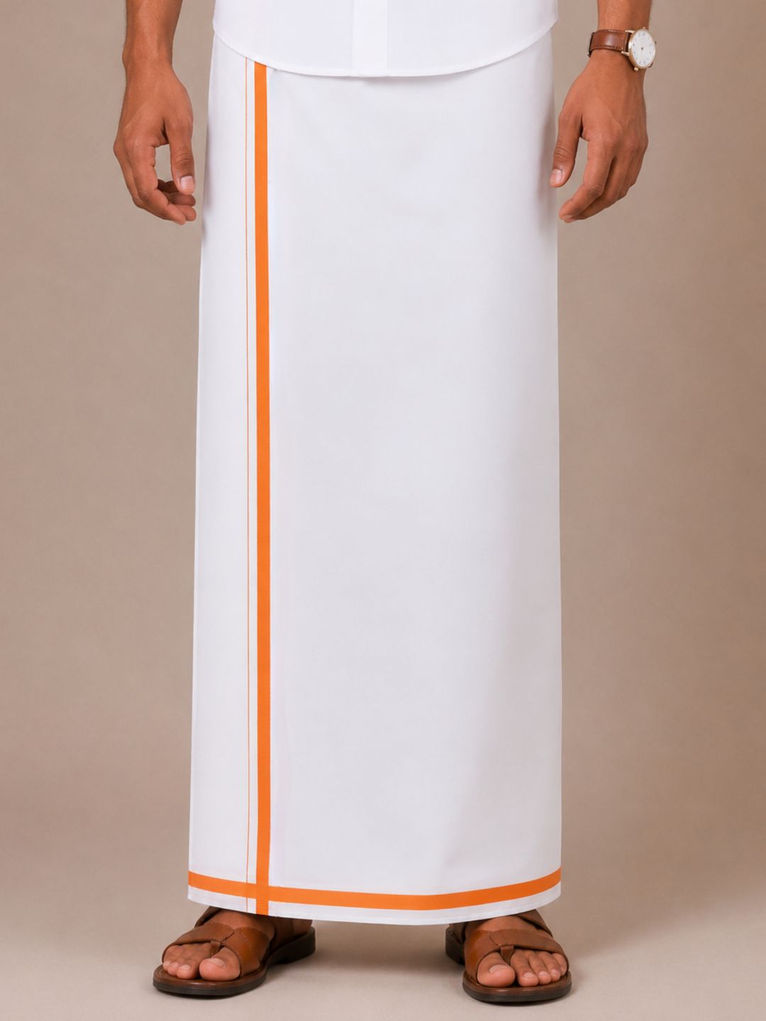 Men 100% Cotton Single Layer Small Border Dhoti Marina MR01