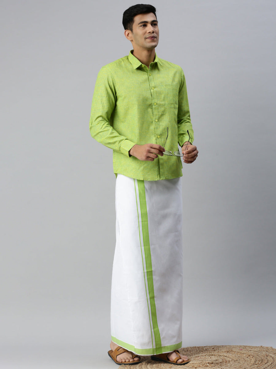 Men Matching Border Dhoti & Full Sleeves Shirt Set Trendy CC4