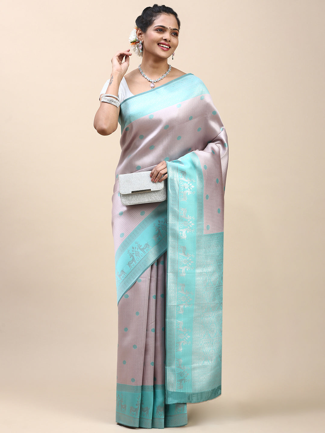 Women Semi Silk Saree Pink SS289