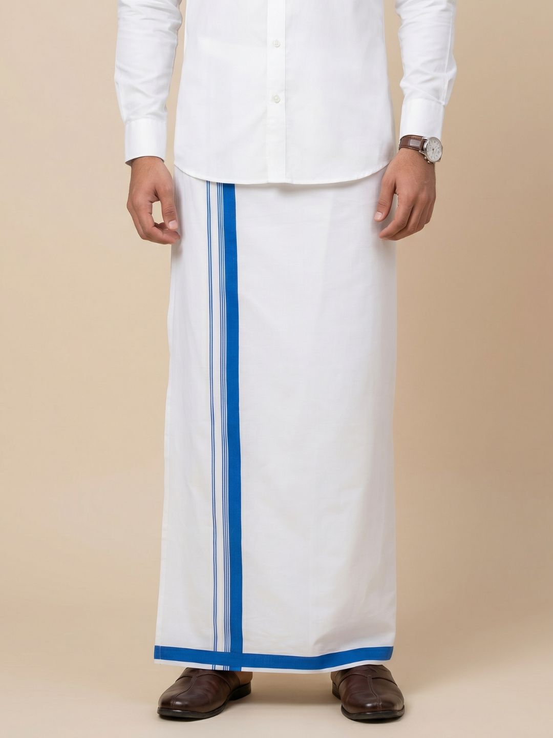Men 100% Cotton Single Layer Small Border Dhoti Grand Rich GR01