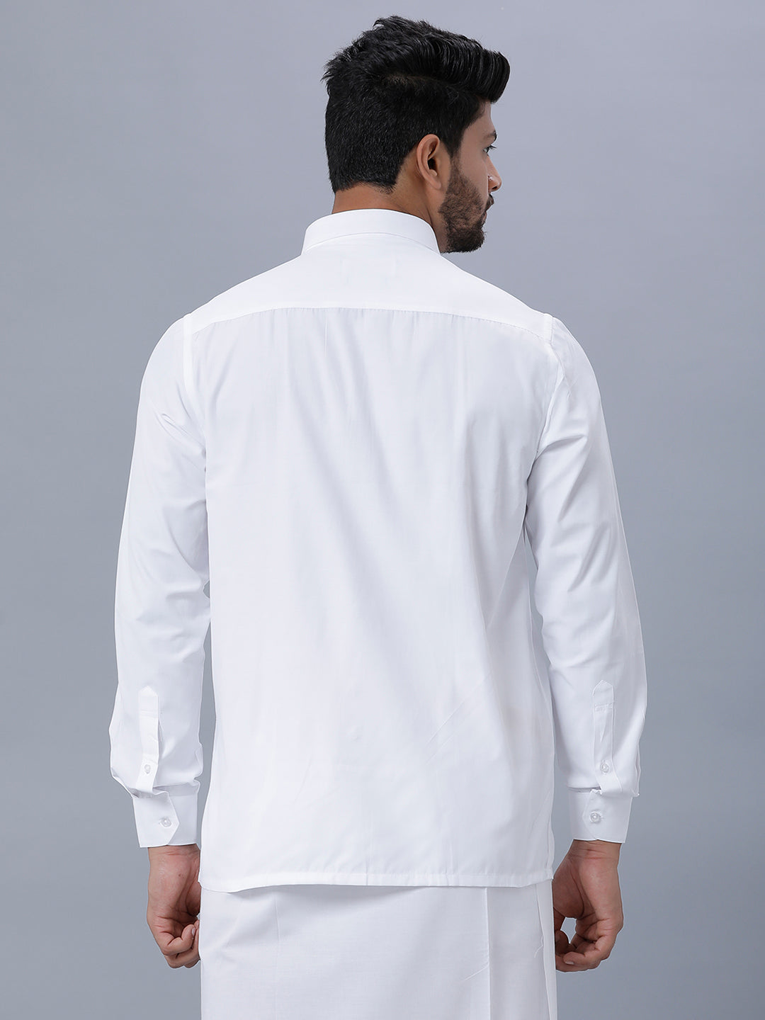 Mens Premium Pure Cotton White Shirt Full Sleeves Ultimate R5-Back view