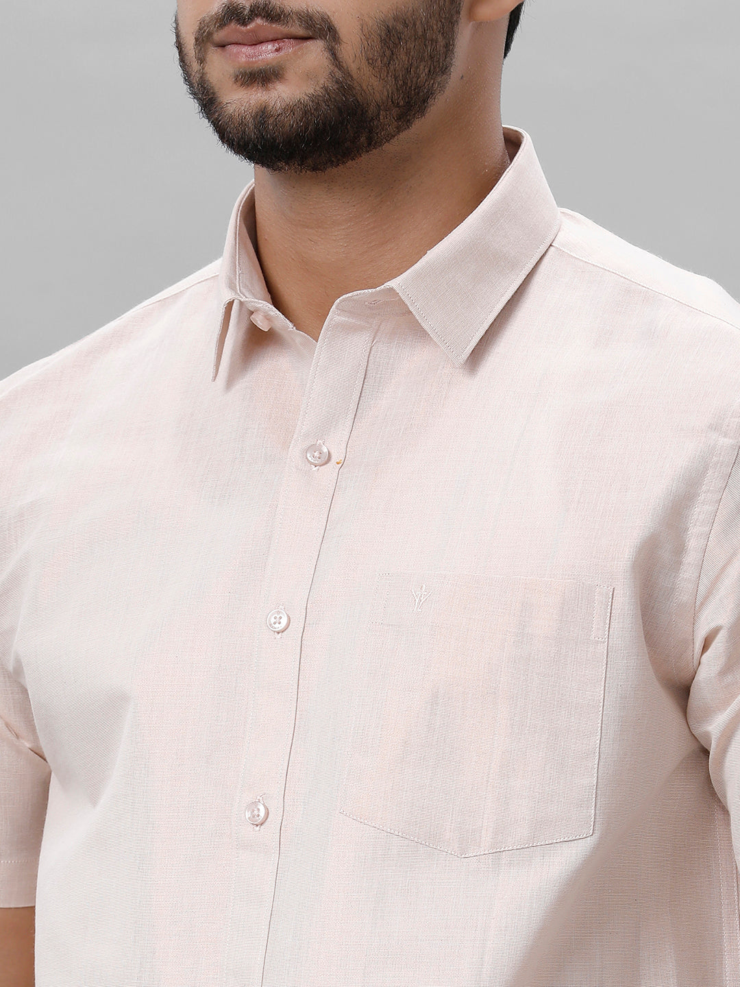 Mens Copper Tissue Half Sleeve Shirt with Matching Readymade Single Dhoti Combo