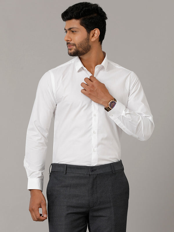 Mens Cotton Smart Fit White Shirt Full Sleeves Without Pocket