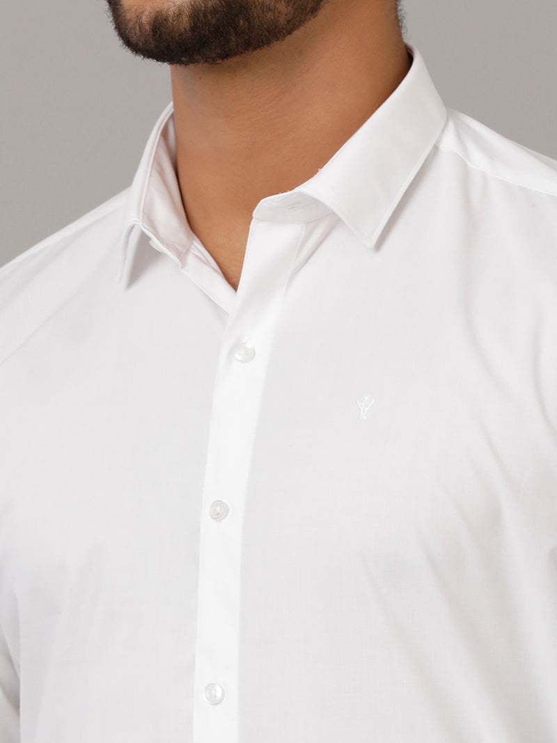 Mens Cotton Smart Fit White Shirt Full Sleeves Without Pocket