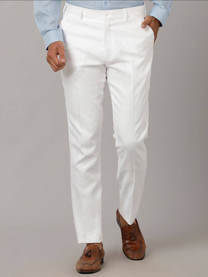 Mens Regular Fit Cotton White Pants White Care