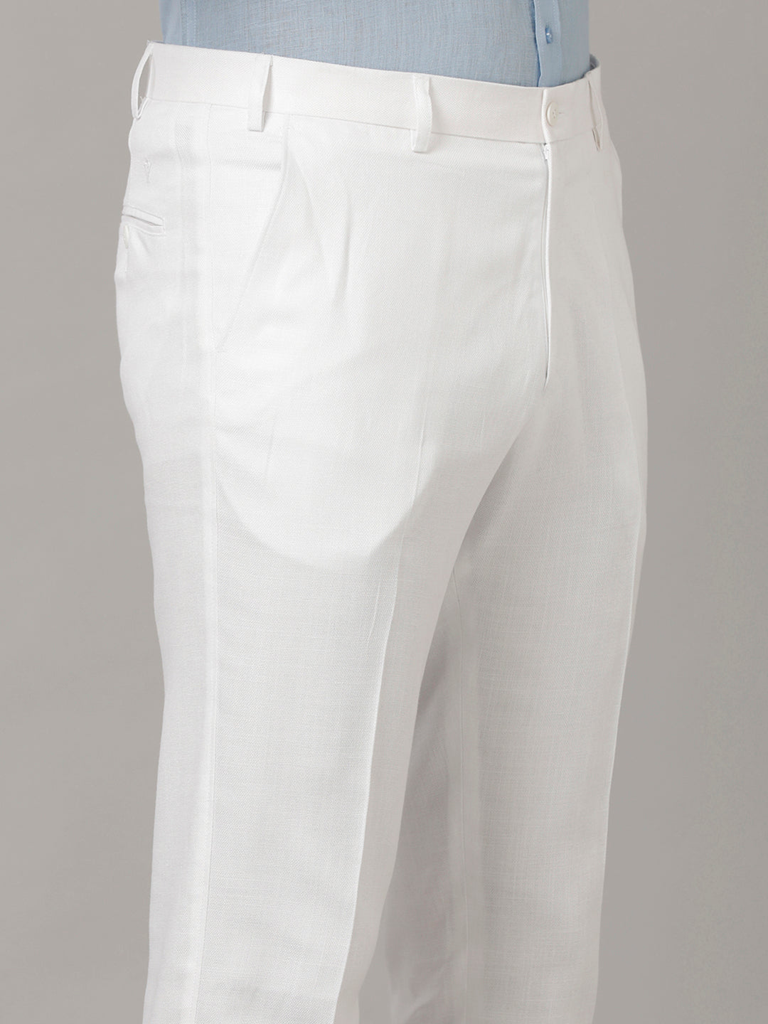 Mens Regular Fit Cotton White Pants White Care-Zoom view