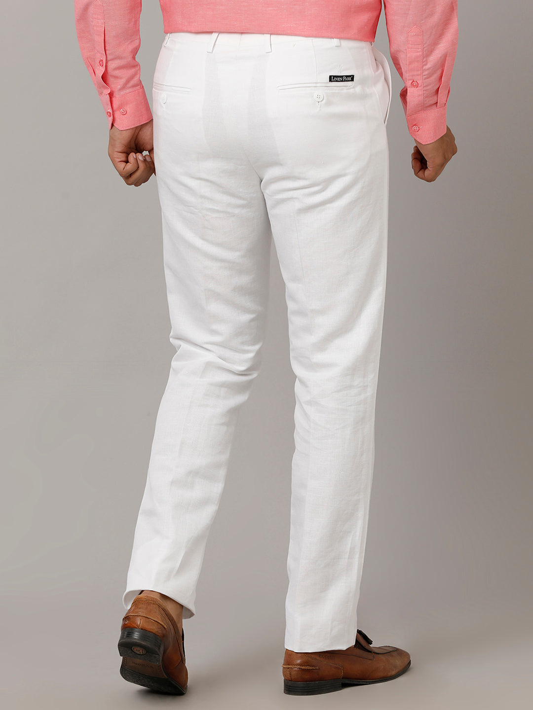 Men Linen Cotton Pants White Care