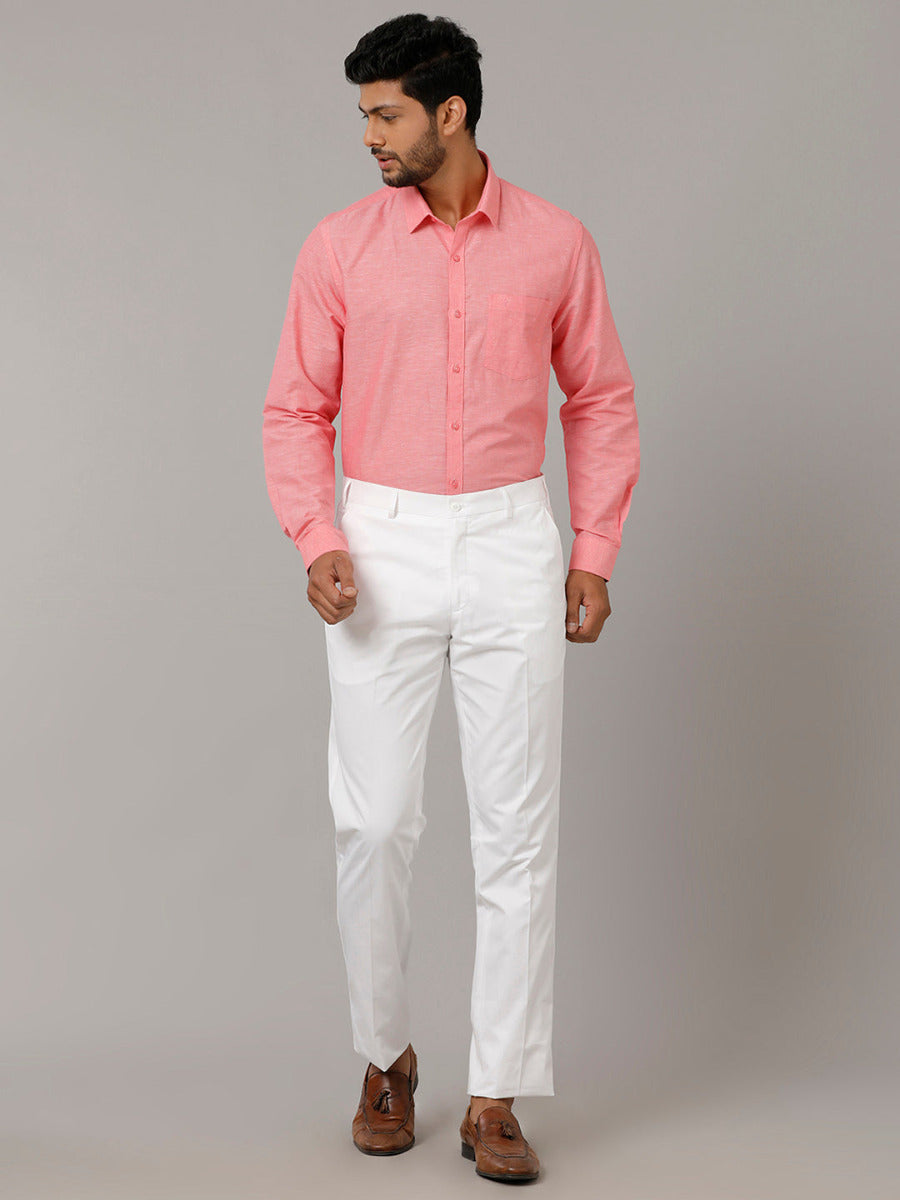 Buy Flamingo Peach Cotton Stretch Chinos For Men Online In India