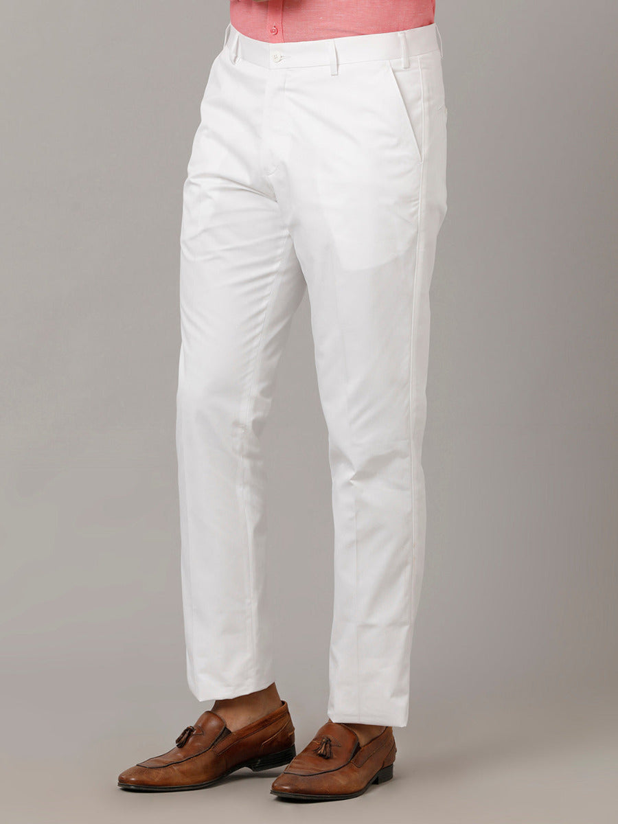 Mens Premium Cotton White Pant-Side alternative view