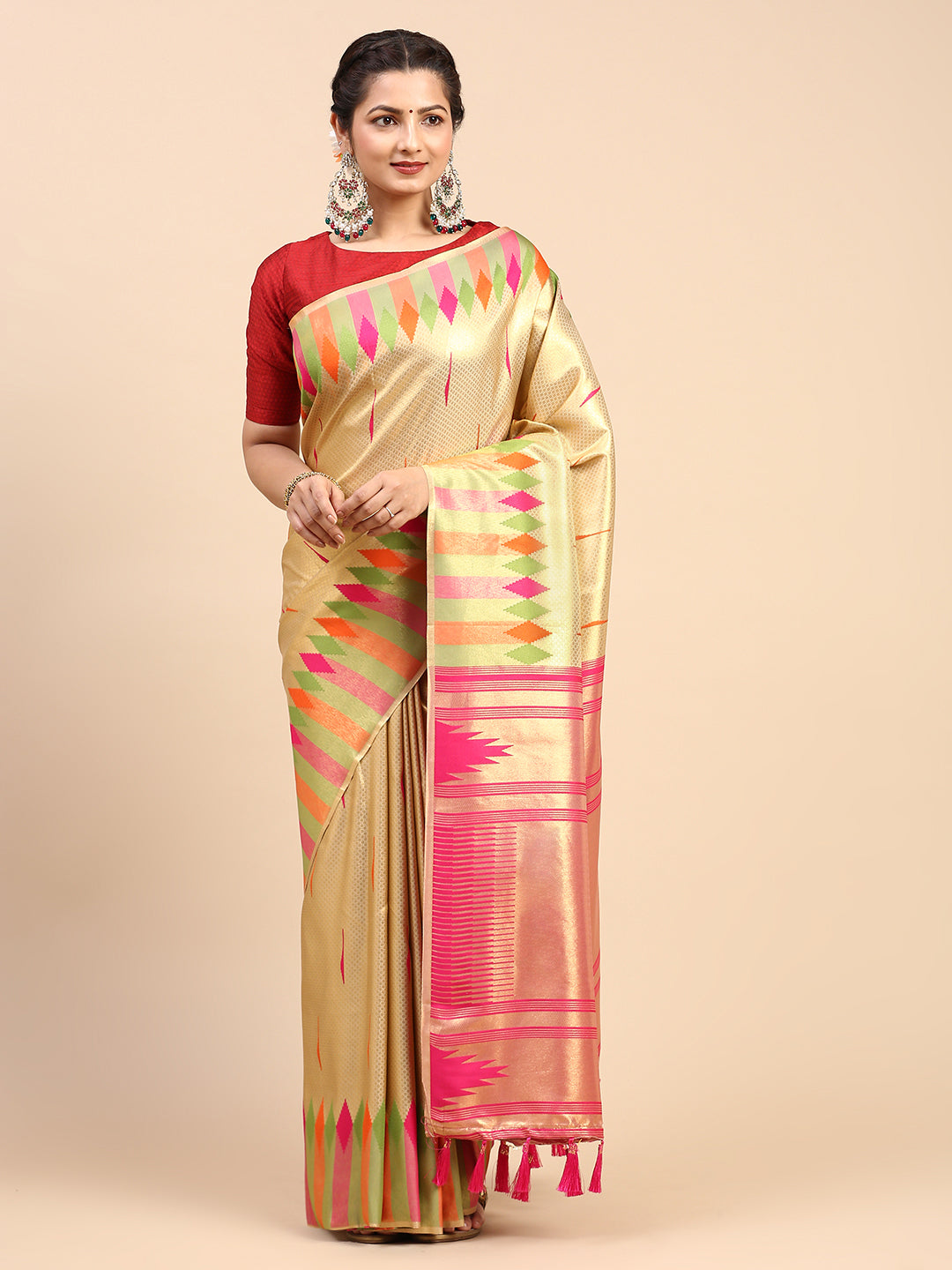 Womens Semi Silk Saree Sandal SS249