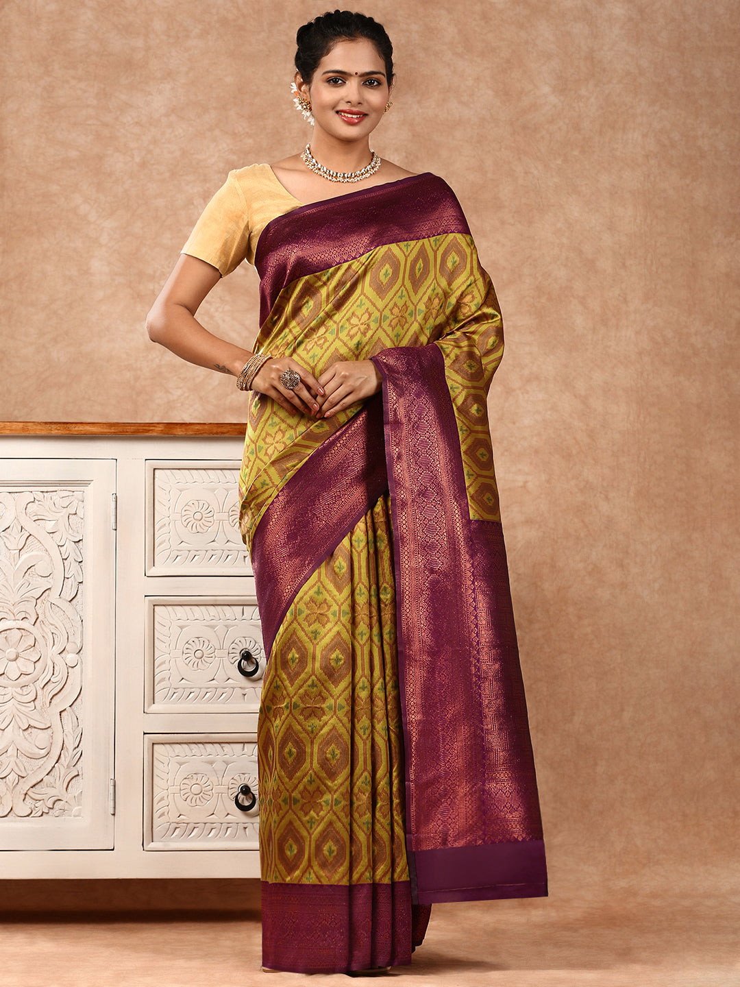 Women Semi Silk Saree Yellow SS172