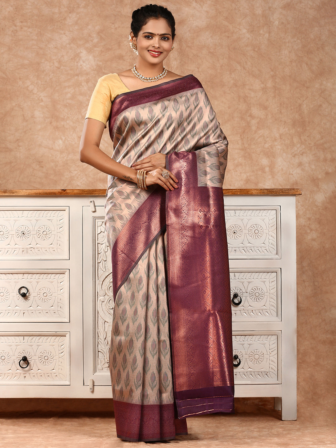 Women Semi Silk Saree Purple SS166