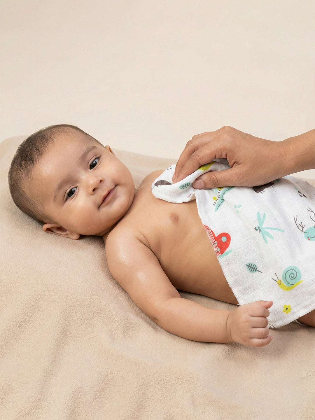 Born Baby Wash Cloth for Face & Body (Pack of 3)  Soft, Absorbent Cotton | 0.35m x 0.35m