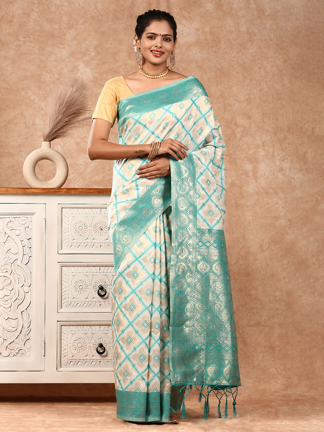 Women Semi Silk Saree Blue SS216