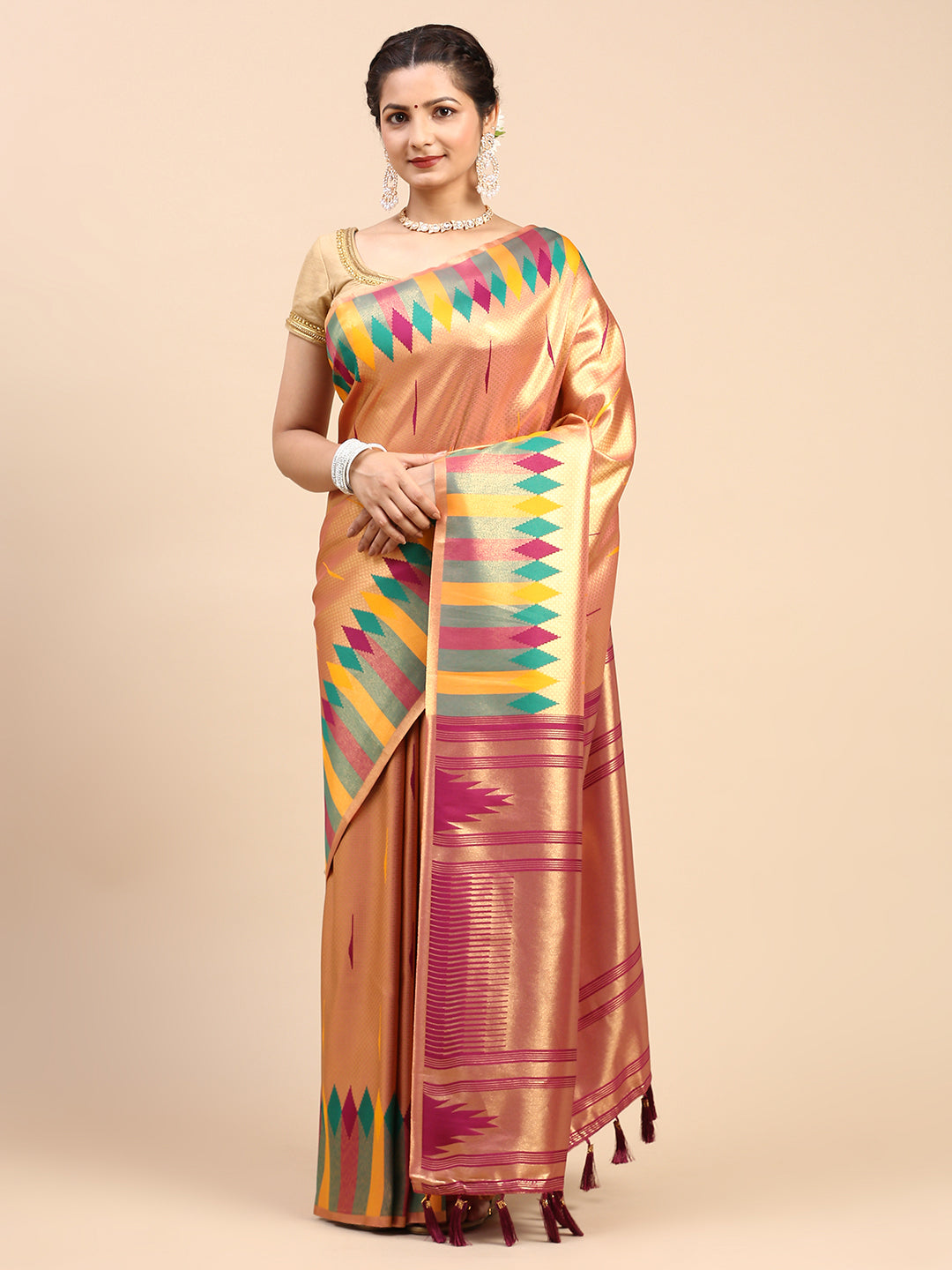 Womens Semi Silk Saree Light Pink SS250