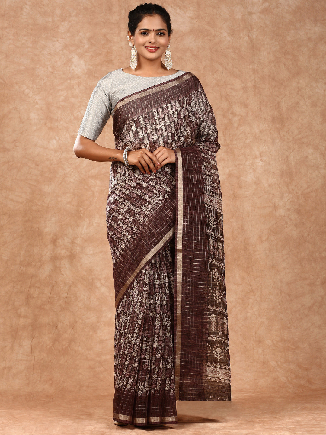 Women Semi Chanderi Saree Violet SC17