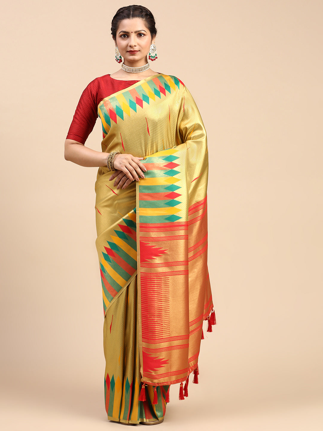 Women Semi Silk Saree Yellow SS251