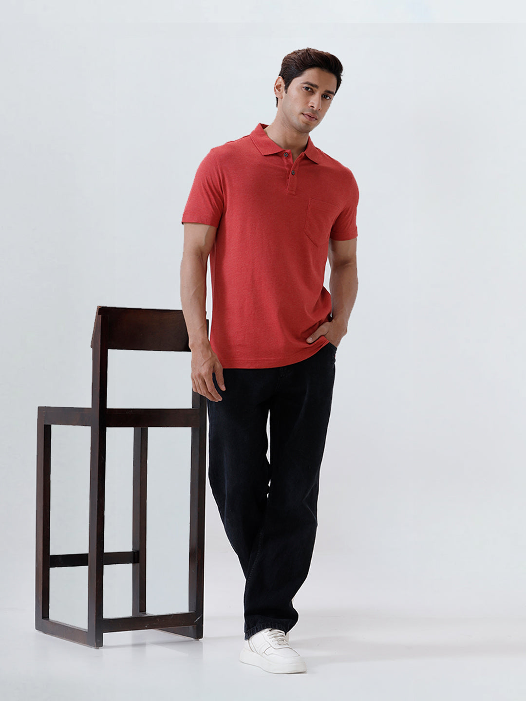 Men TENCEL™ Modal Fibers with Micro technology Polo T-Shirt Heather Red EMP3