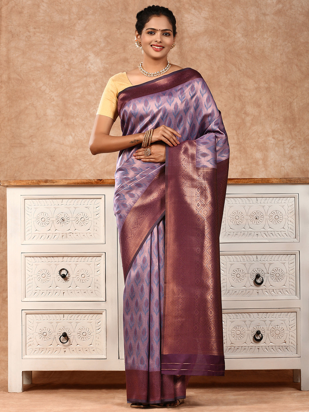 Women Semi Silk Saree Violet SS168