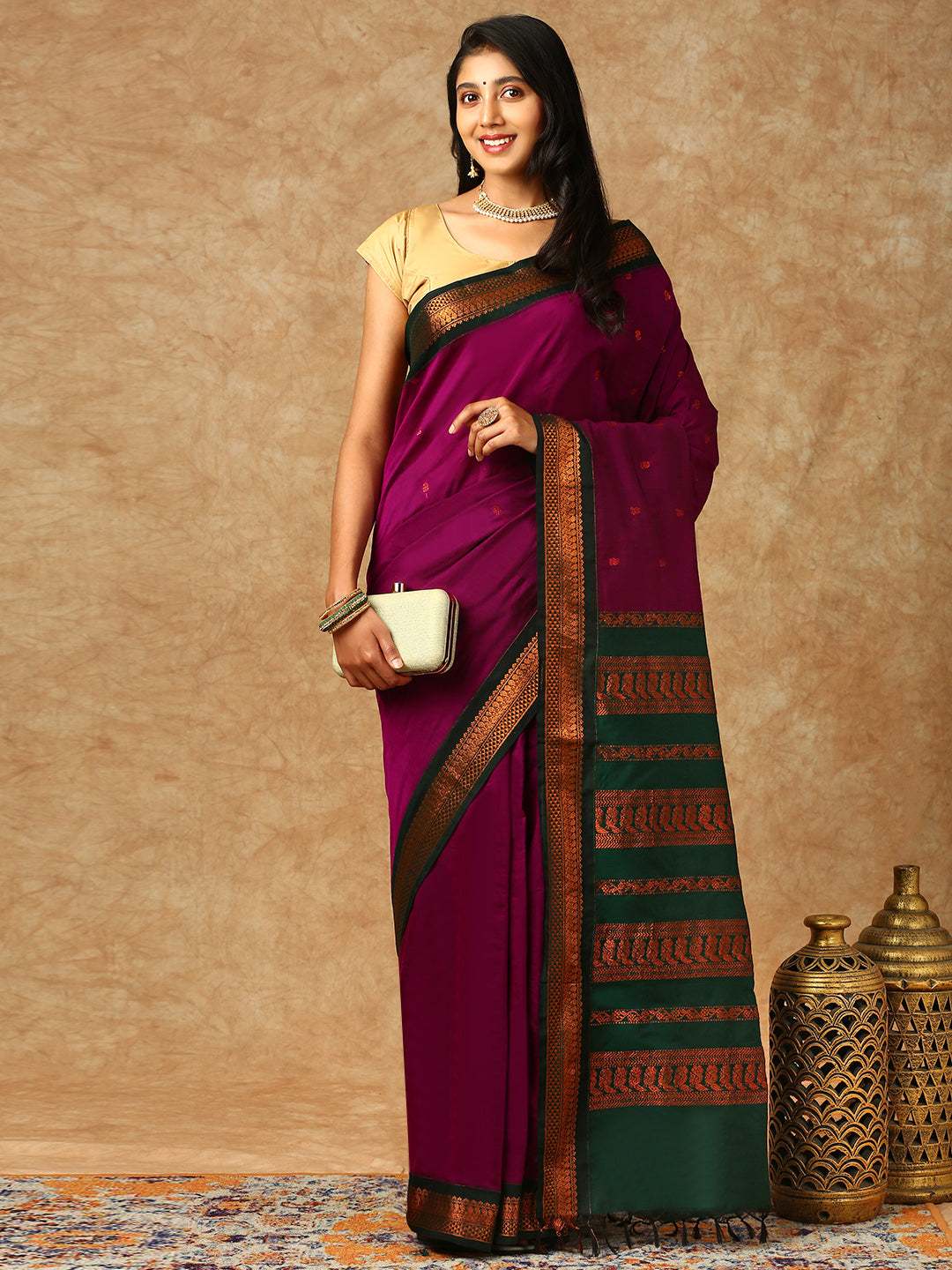 Women Kalyani Cotton Saree Purple PCS123