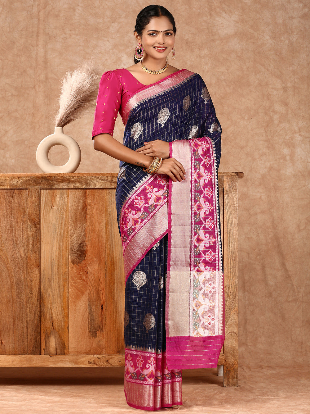 Dravya Grey Soft Semi Silk Saree main image 1
