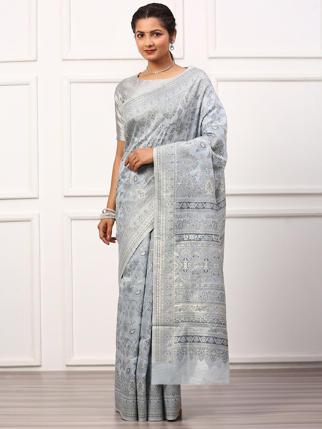 Women Semi Silk Saree Blue SS254