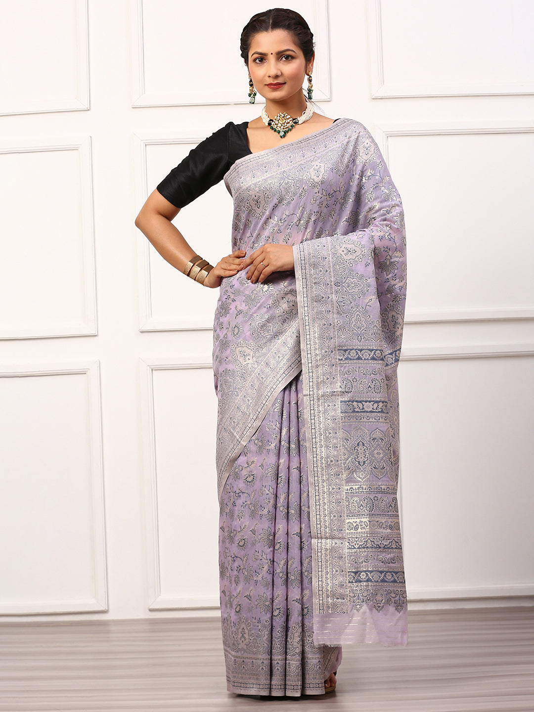 Women Semi Silk Saree Violet SS259