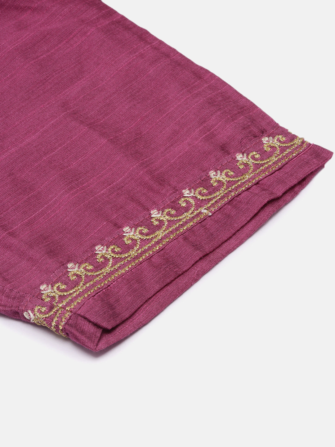 Women Cotton Embroidered Round Neck Straight Cut Purple Kurti EK43