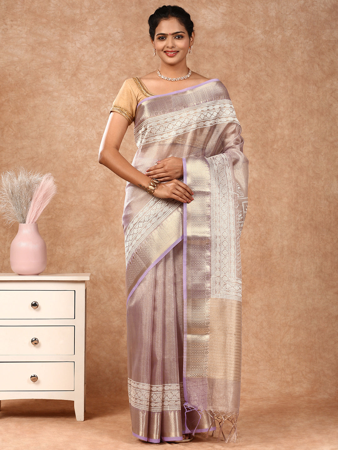 Womens Semi Silk Saree Purple SS222