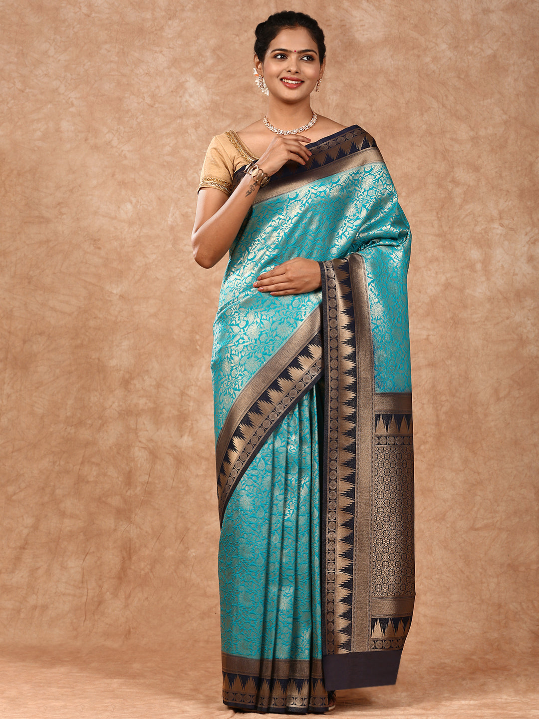 Women Semi Silk Saree Blue SS207