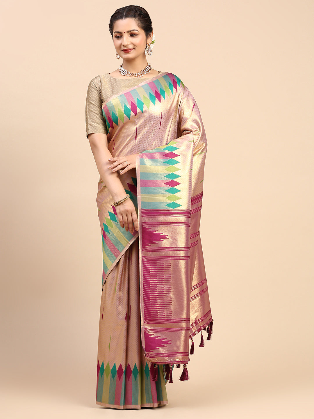 Womens Semi Silk Saree Purple SS231