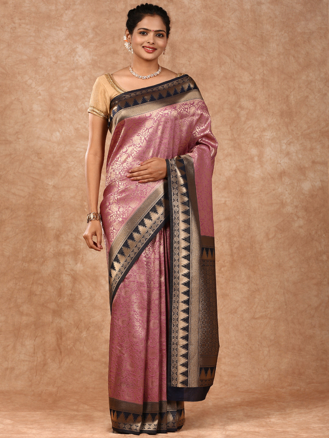 Women Semi Silk Saree Violet SS211