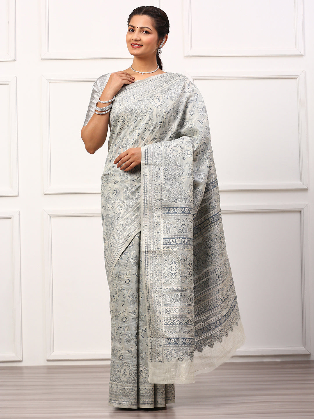 Womens Semi Silk Saree Blue SS257