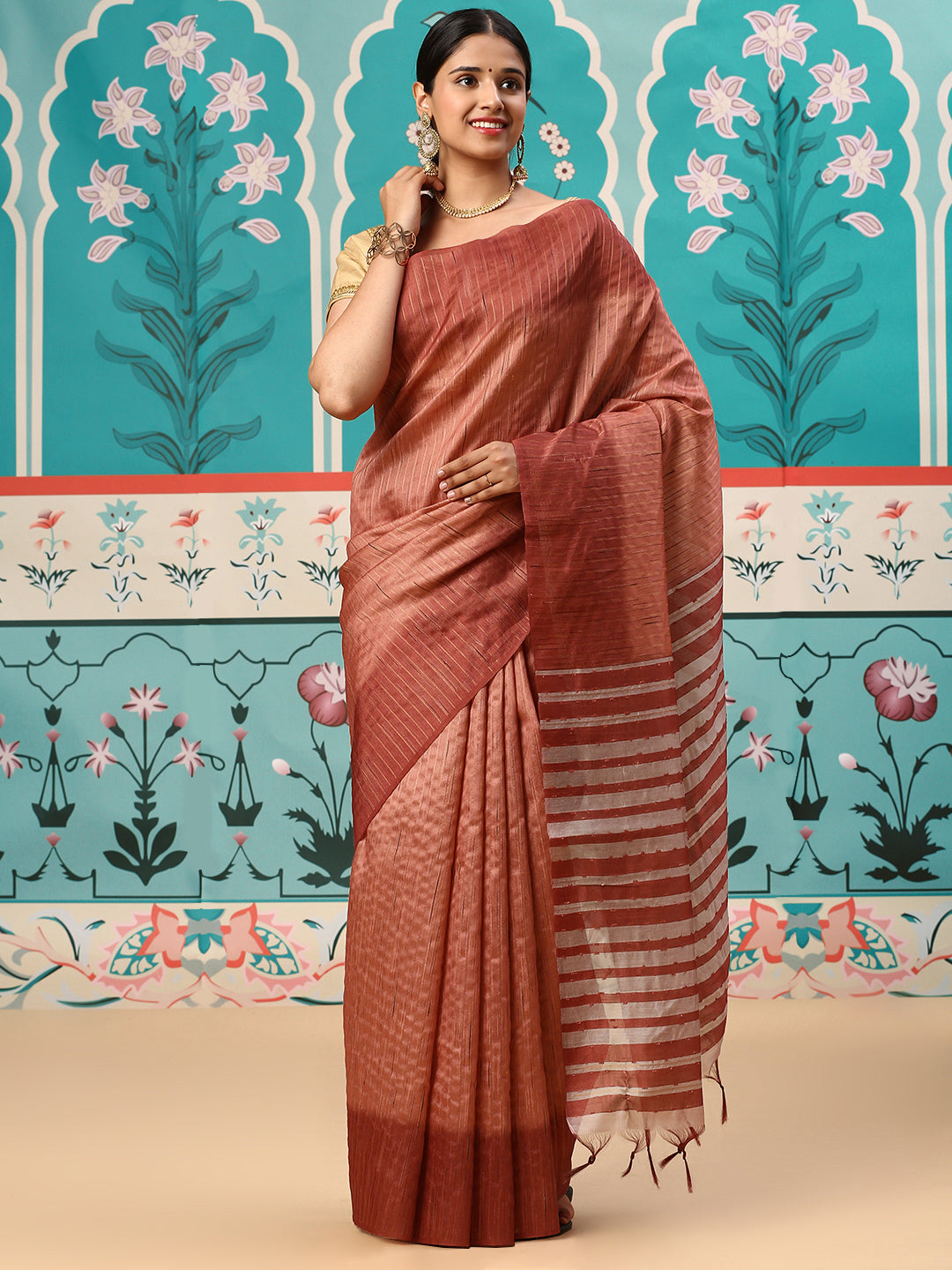 Women Semi Raw Silk Weaving Saree Red SRS67