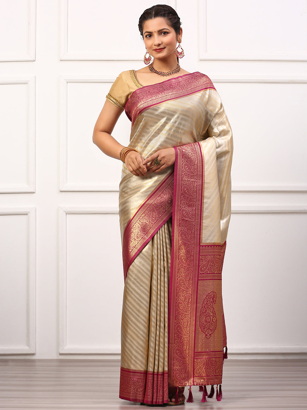 Womens Semi Silk Saree Silver SS230