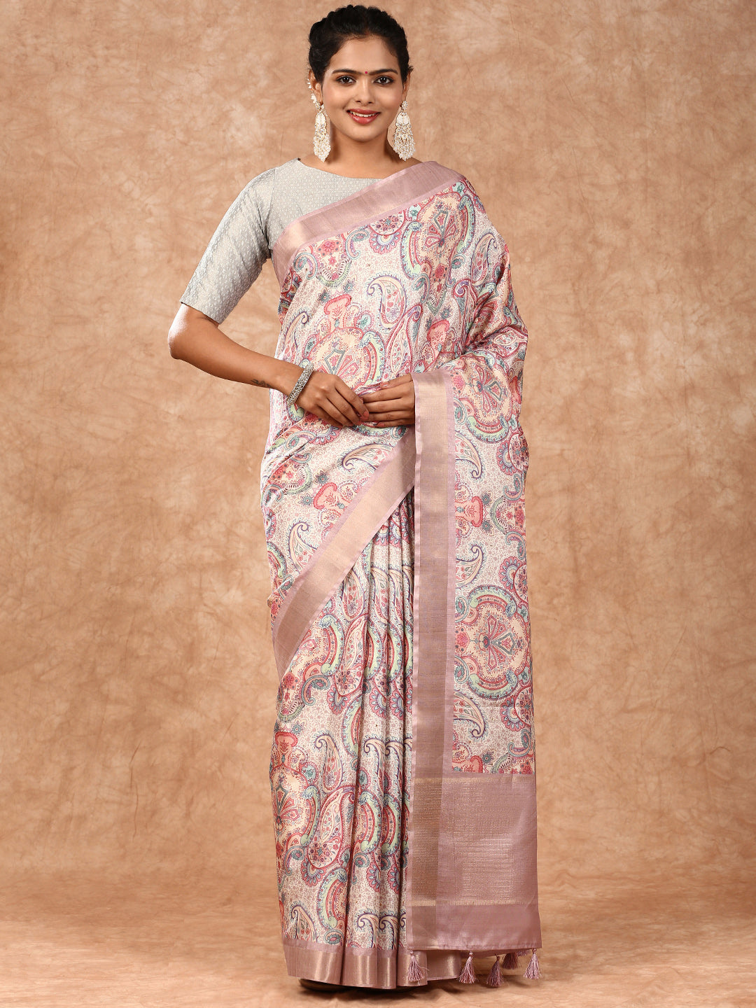 Women Semi Tussar Printed Saree ST166