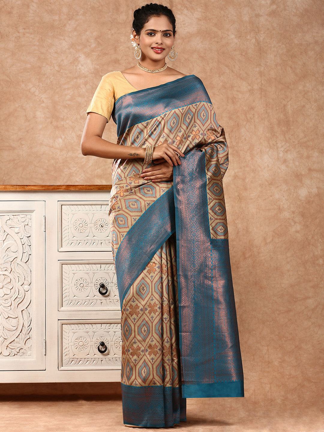 Women Semi Silk Saree Brown SS169