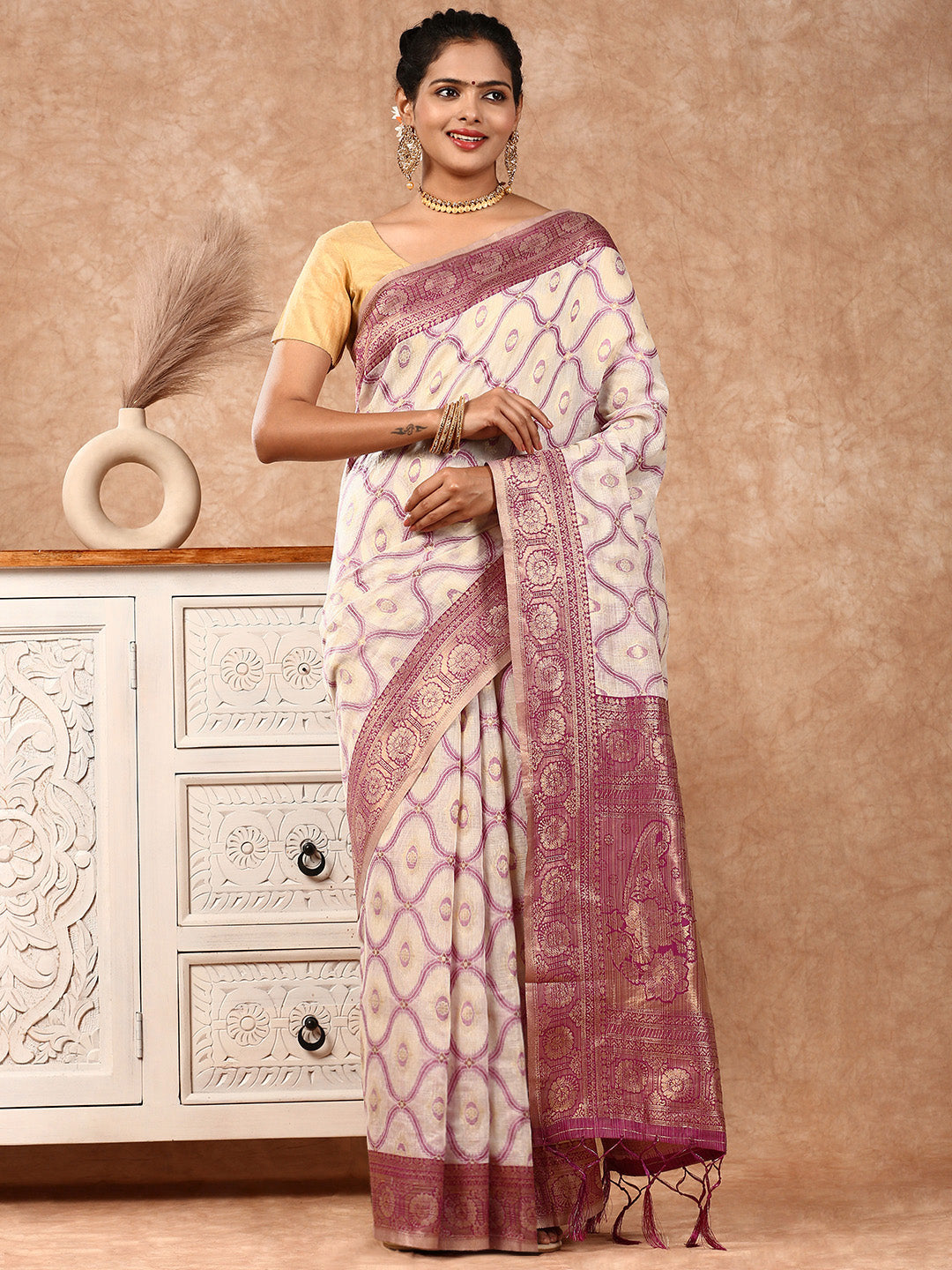 Womens Semi Silk Saree Purple SS215