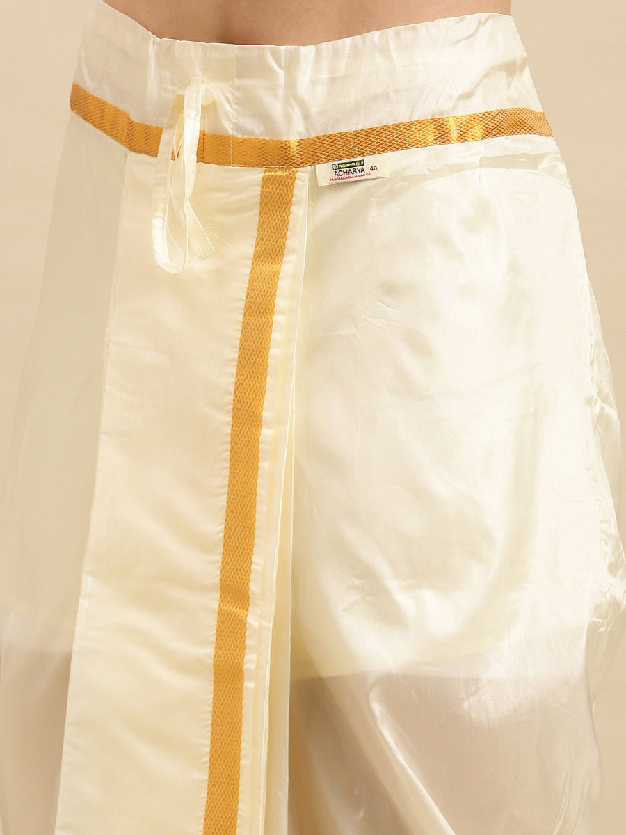 Premium Readymade Art Silk Panchakacham+Kurta+Towel set Thirumangalya-Bottom view