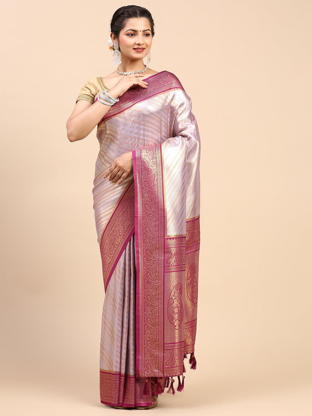 Womens Semi Silk Saree Purple SS229