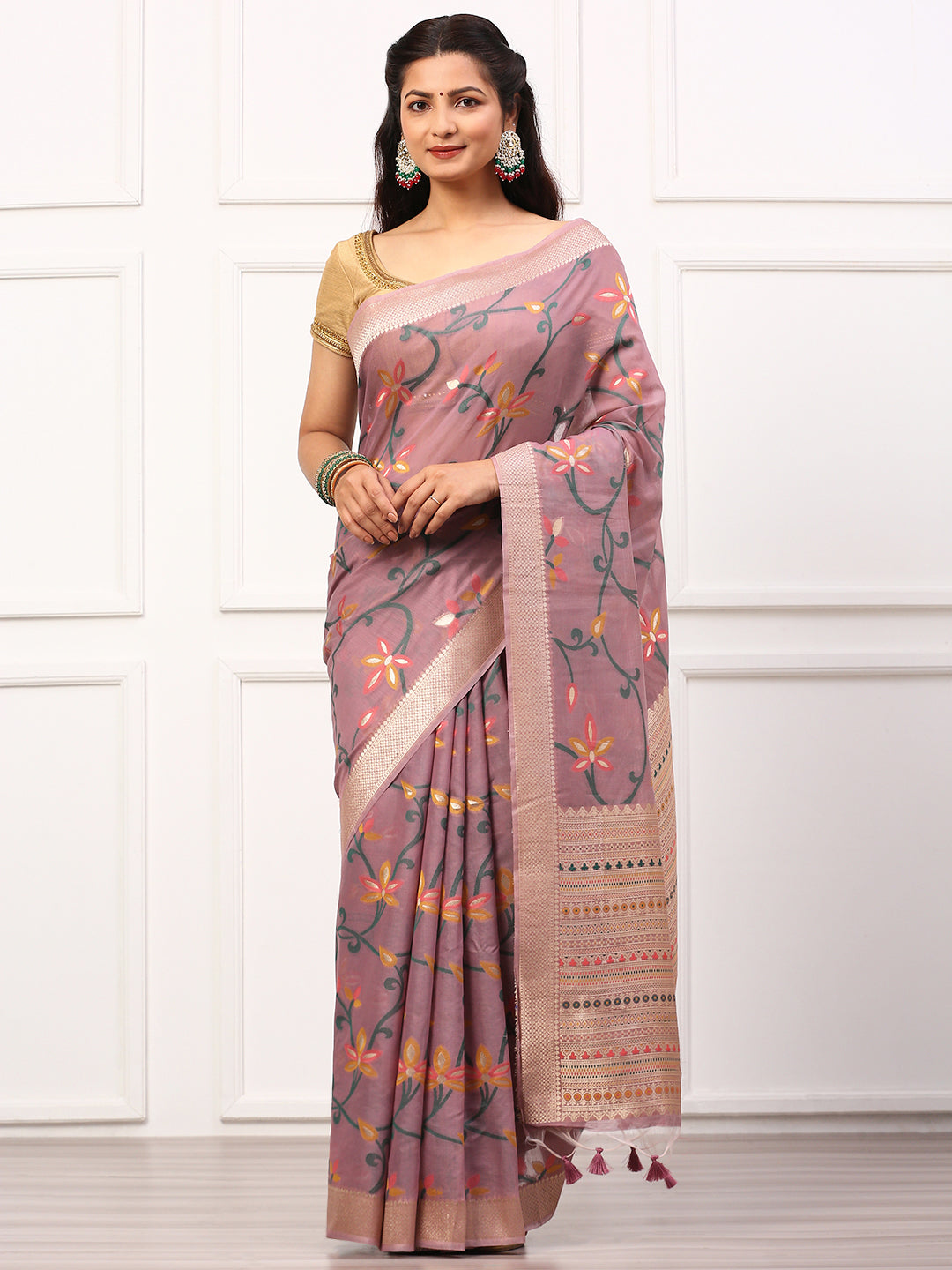 Womens Semi Silk Saree Purple SS241