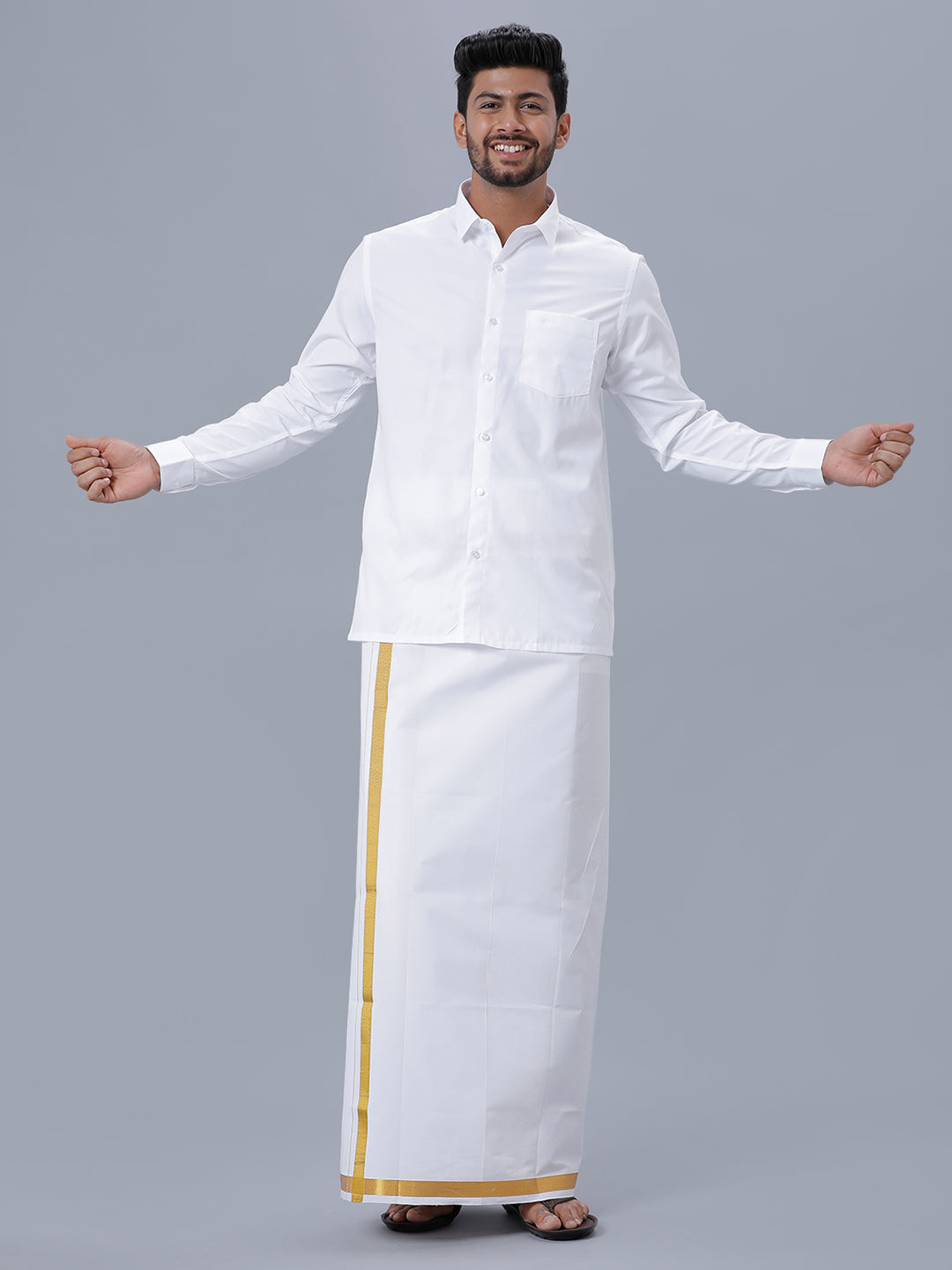 Mens Premium Pure Cotton White Shirt Full Sleeves Ultimate R7-Full view