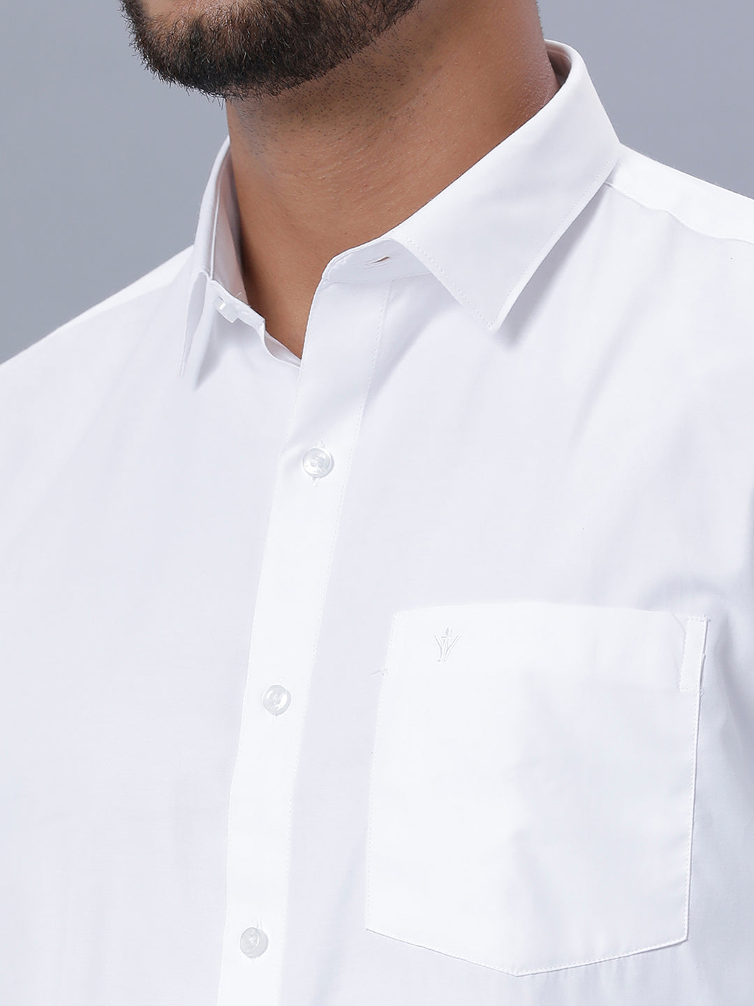 Mens Cotton Blended Full Sleeve White Shirt Mist -Zoom view