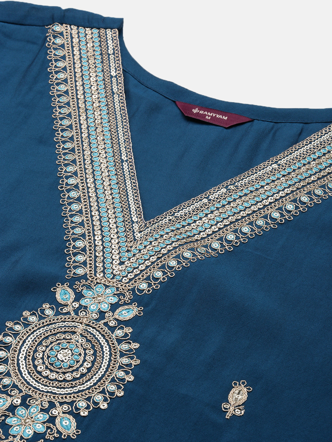 Womens Cotton Embroidered Kurti Sets Blue EKS18