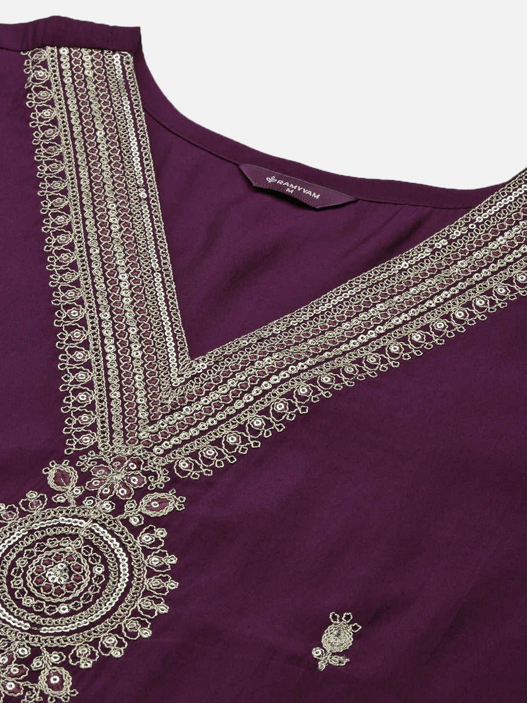 Women Cotton Embroidered Kurti Sets Purple EKS16